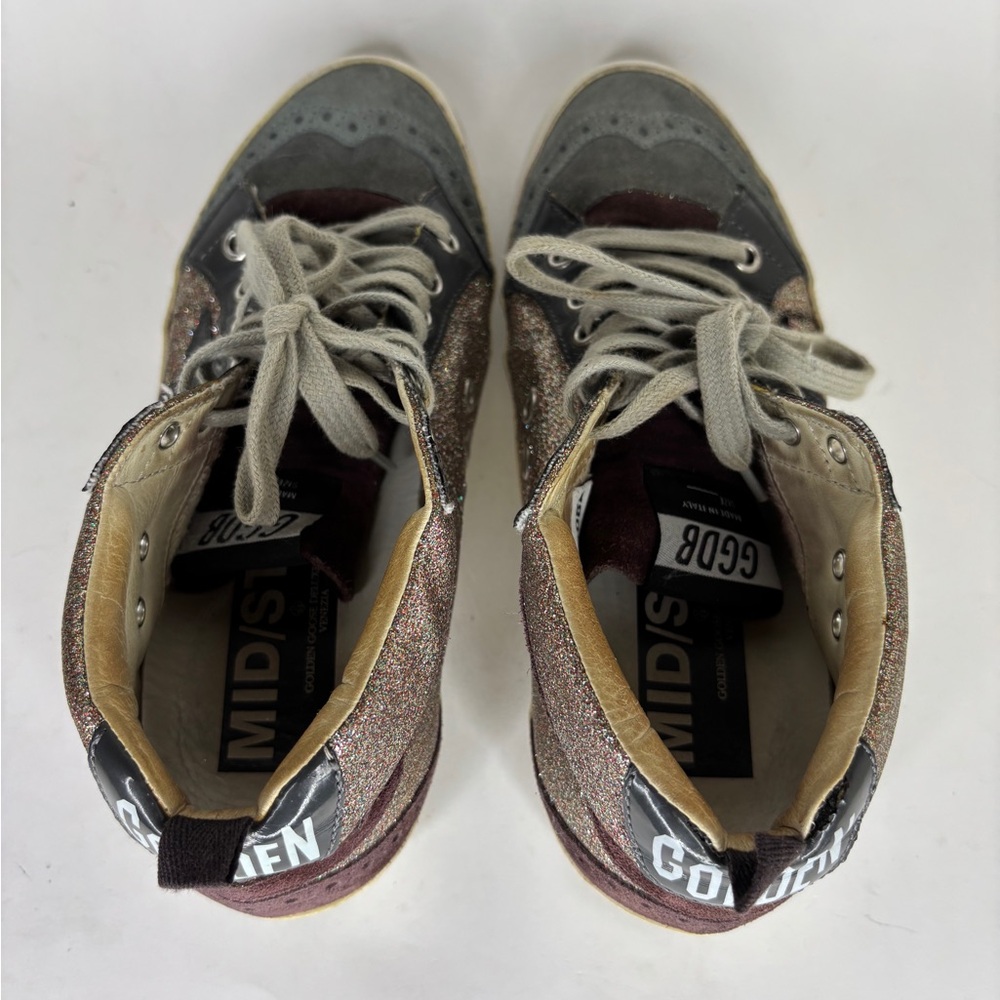 Golden Goose Green/Gold velour midstar Sneakers Silver Star Size 36 US 6 - Picture 7 of 16